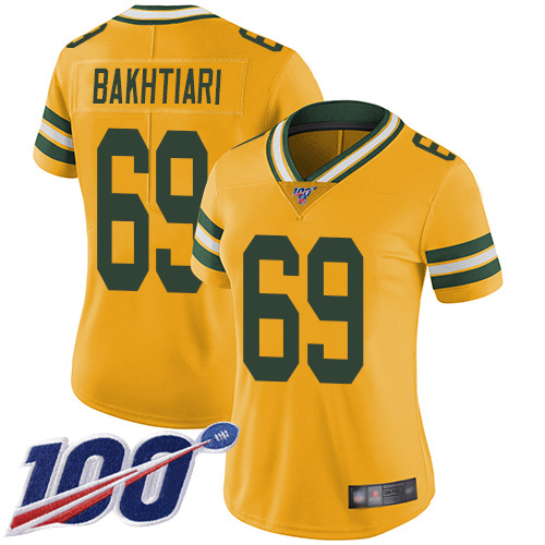 Packers #69 David Bakhtiari Gold Women's Stitched Football Limited Inverted Legend 100th Season Jersey Packers #69 David Bakhtiari Gold Women's Stitched Football Limited Inverted Legend 100th Season Jersey