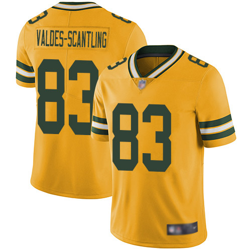 Packers #83 Marquez Valdes-Scantling Yellow Youth Stitched Football Limited Rush Jersey Packers #83 Marquez Valdes-Scantling Yellow Youth Stitched Football Limited Rush Jersey