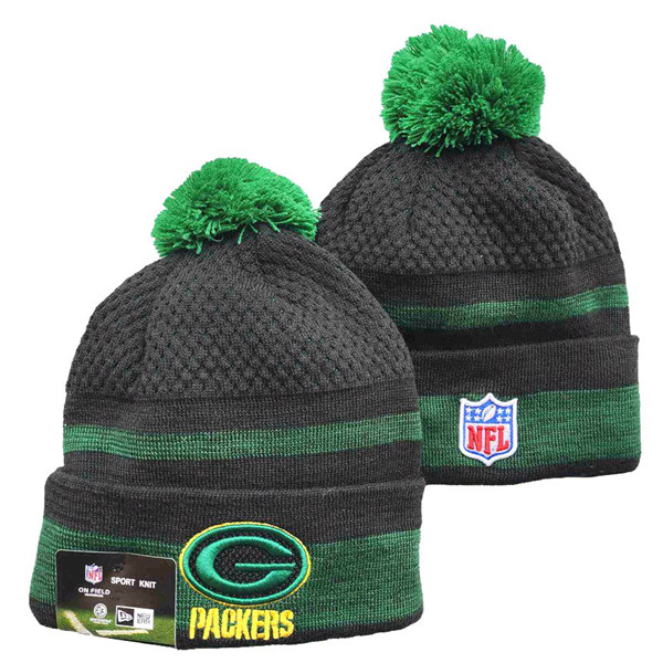 Packers Team Logo Black And Green Pom Cuffed Knit Hat YD