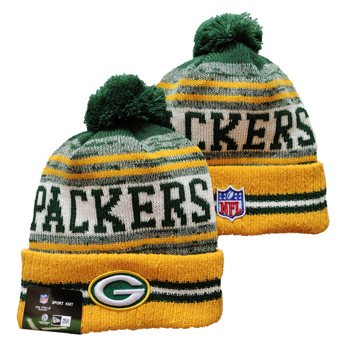 Packers Team Logo Yellow And Green Pom Cuffed Knit Hat YD