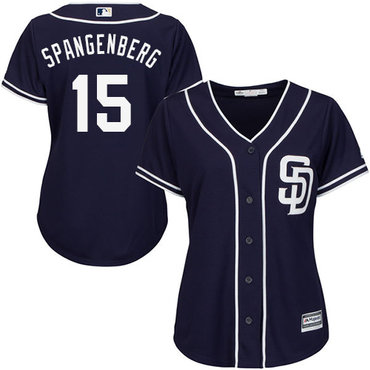 Padres #15 Cory Spangenberg Navy Blue Alternate Women's Stitched MLB Jersey