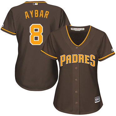 Padres #8 Erick Aybar Brown Alternate Women's Stitched MLB Jersey