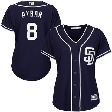 Padres #8 Erick Aybar Navy Blue Alternate Women's Stitched MLB Jersey