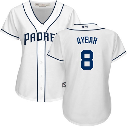 Padres #8 Erick Aybar White Home Women's Stitched MLB Jersey