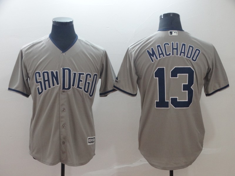 Padres 13 Manny Machado Gray Cool Base Jersey