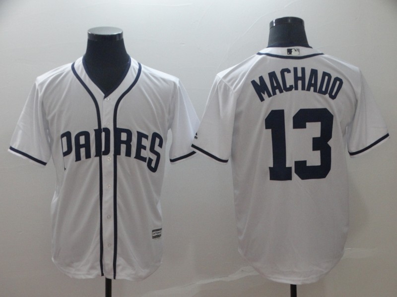 Padres 13 Manny Machado White Cool Base Jersey