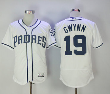 Padres 19 Tony Gwynn White Flexbase Jersey