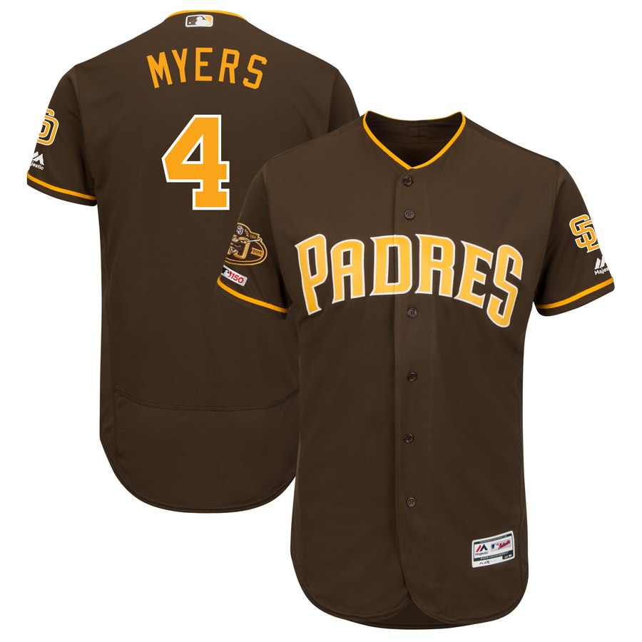 Padres 4 Wil Meyers Brown 50th Anniversary And 150th Patch FlexBase Jersey