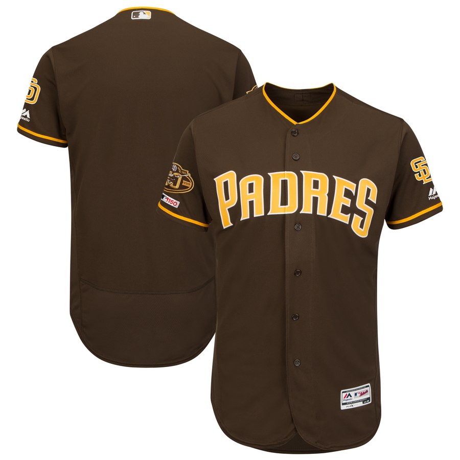 Padres Blank Brown 50th Anniversary And 150th Patch FlexBase Jersey
