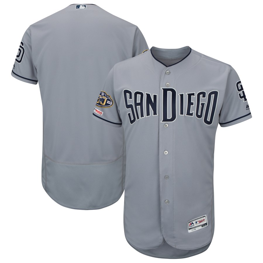 Padres Blank Gray 50th Anniversary And 150th Patch FlexBase Jersey