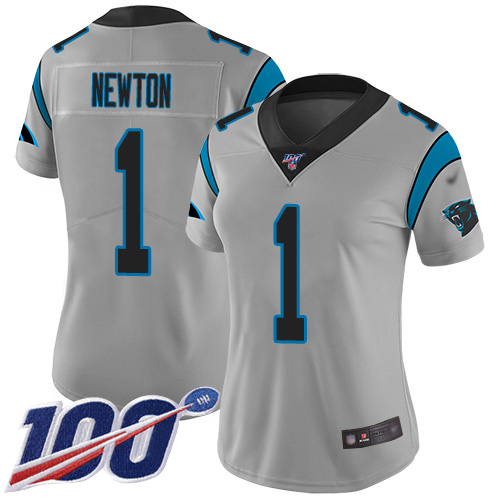 Panthers #1 Cam Newton Silver Women's Stitched Football Limited Inverted Legend 100th Season Jersey Panthers #1 Cam Newton Silver Women's Stitched Football Limited Inverted Legend 100th Season Jersey