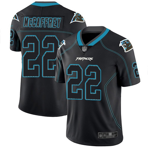 Panthers #22 Christian McCaffrey Lights Out Black Men's Stitched Football Limited Rush Jersey Panthers #22 Christian McCaffrey Lights Out Black Men's Stitched Football Limited Rush Jersey