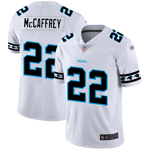 Panthers #22 Christian McCaffrey White Men's Stitched Football Limited Team Logo Fashion Jersey Panthers #22 Christian McCaffrey White Men's Stitched Football Limited Team Logo Fashion Jersey