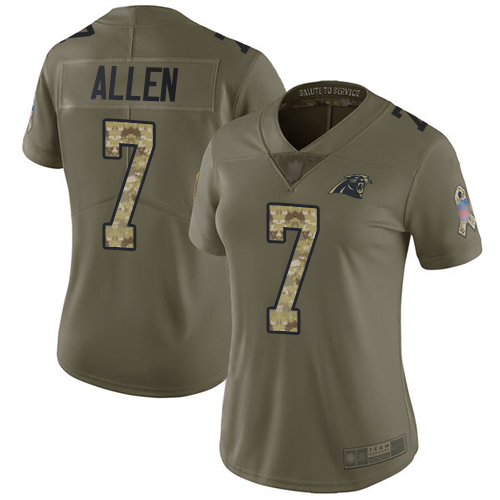 Panthers #7 Kyle Allen Olive Camo Women's Stitched Football Limited 2017 Salute to Service Jersey Panthers #7 Kyle Allen Olive Camo Women's Stitched Football Limited 2017 Salute to Service Jersey