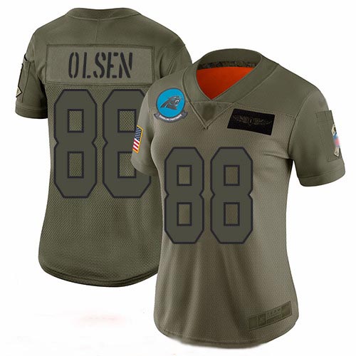 Panthers #88 Greg Olsen Camo Women's Stitched Football Limited 2019 Salute to Service Jersey Panthers #88 Greg Olsen Camo Women's Stitched Football Limited 2019 Salute to Service Jersey