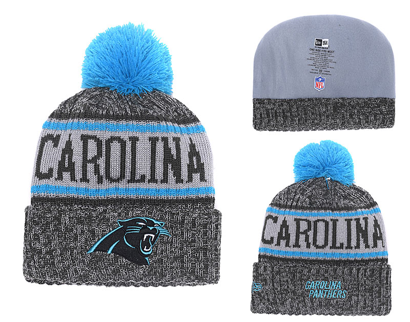 Panthers Gray 2018 NFL Sideline Pom Knit Hat YD