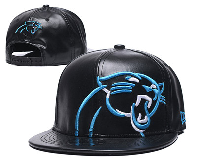 Panthers Team Logo Black Leather Adjustable Hat GS