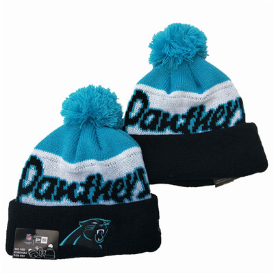 Panthers Team Logo Navy Royal Pom Knit Hat YD
