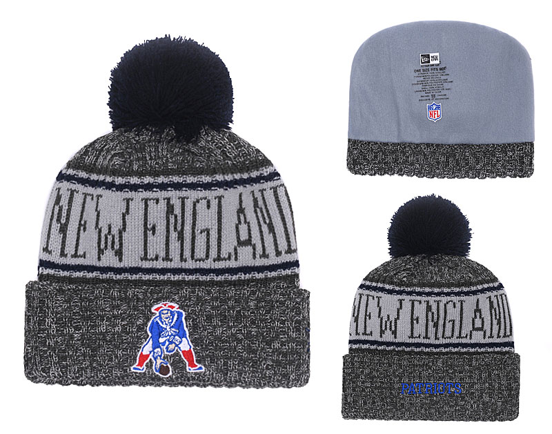 Patriots Graphite 2018 NFL Sideline Cold Weather Pom Knit Hat YD
