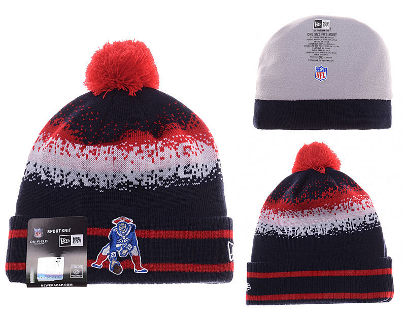 Patriots Navy 2018 NFL Sideline Cold Weather Pom Knit Hat YD