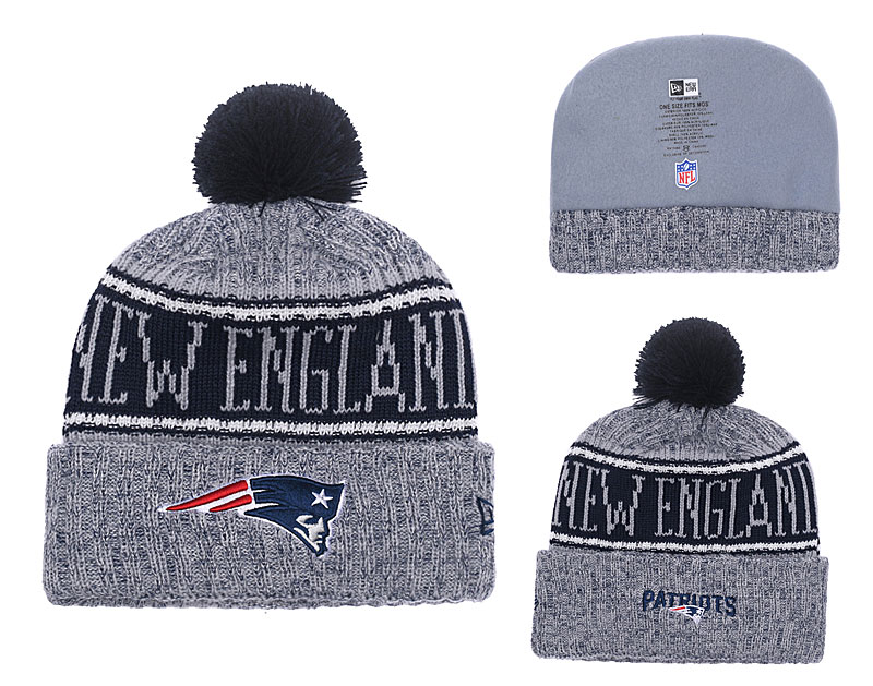 Patriots Navy 2018 NFL Sideline Pom Knit Hat YD