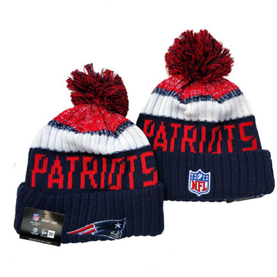 Patriots Team Logo Navy Pom Knit Hat YD