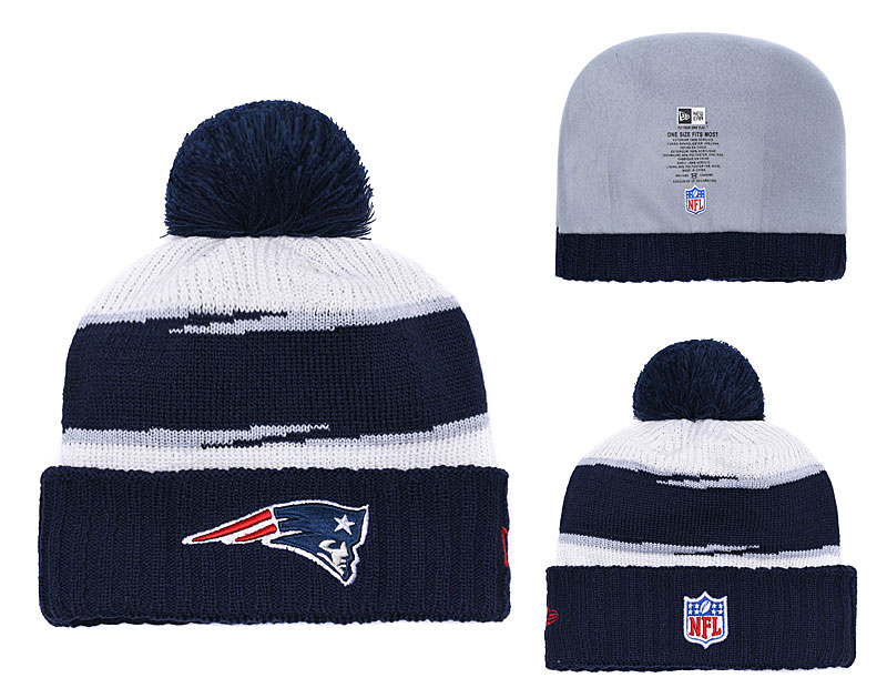 Patriots Team Logo Navy Pom Knit Hat YD