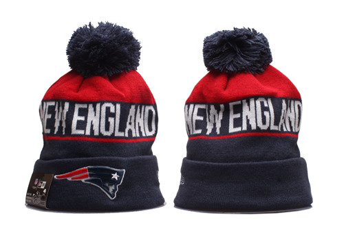 Patriots Team Logo Navy Pom Knit Hat YP