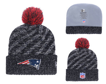 Patriots Team Logo Navy Stripe Cuffed Pom Knit Hat YD