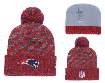Patriots Team Logo Red Stripe Cuffed Pom Knit Hat YD