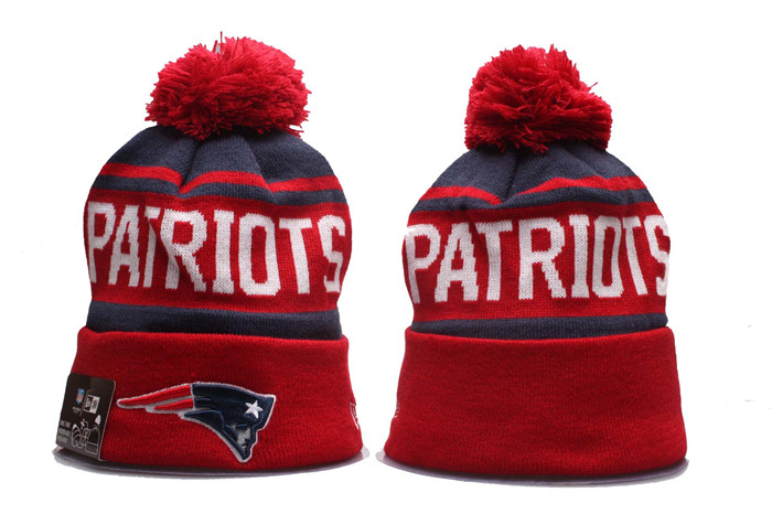 Patriots Team Logo red Pom Knit Hat YP