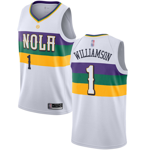 Pelicans #1 Zion Williamson White Basketball Swingman City Edition 2018 19 Jersey Pelicans #1 Zion Williamson White Basketball Swingman City Edition 2018 19 Jersey