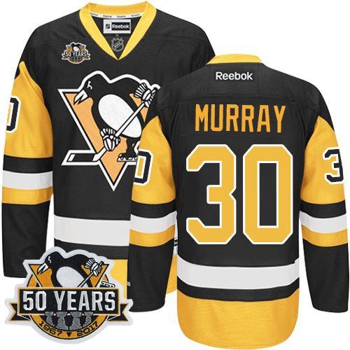 Penguins #30 Matt Murray Black Alternate 50th Anniversary Stitched Youth NHL Jersey