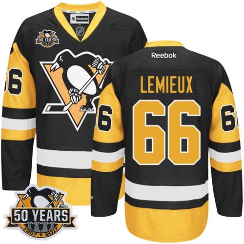 Penguins #66 Mario Lemieux Black Alternate 50th Anniversary Stitched Youth NHL Jersey