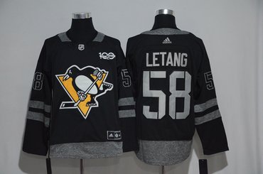 Penguins 58 Kris Letang Black 1917-2017 1917-2017 100th Anniversary Adidas Jersey