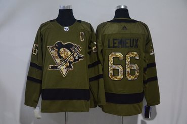 Penguins 66 Mario Lemieux Olive Adidas Jersey