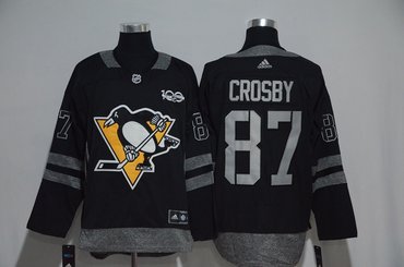 Penguins 87 Sidney Crosby Black 100th Anniversary Adidas Jersey
