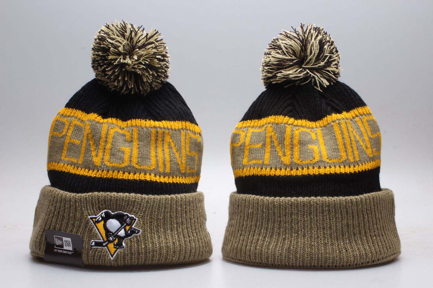 Penguins Fresh Logo Black Pom Knit Hat YP Penguins Fresh Logo Black Pom Knit Hat YP