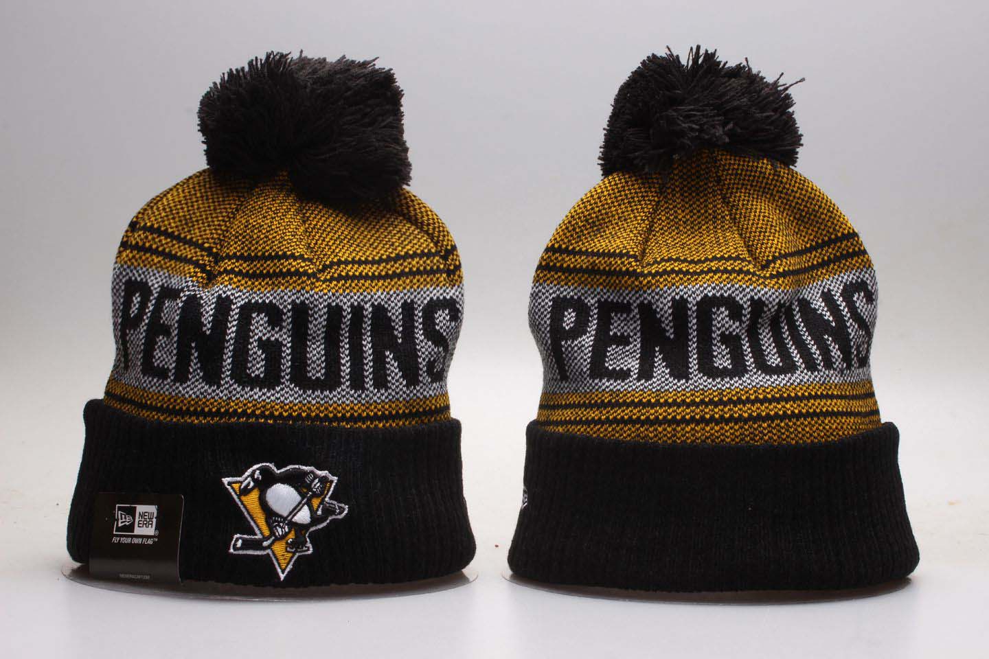 Penguins Fresh Logo Gray Black Knit Hat YP Penguins Fresh Logo Gray Black Knit Hat YP