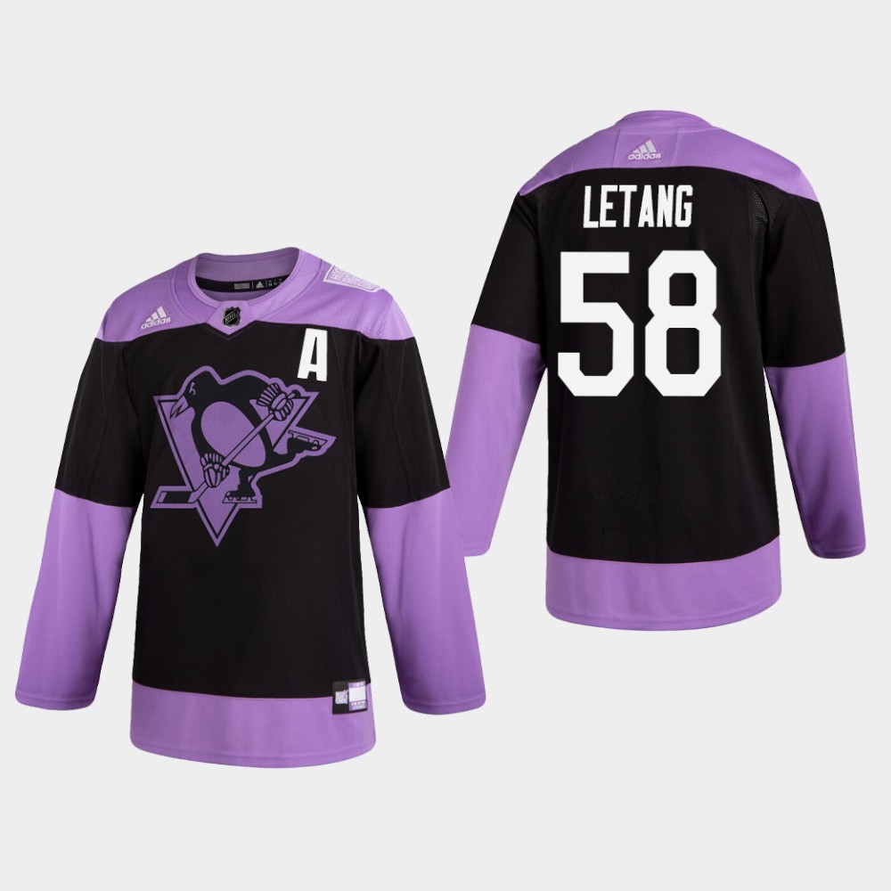 Penguins #58 Kris Letang Black Practice Hockey Fights Cancer Jersey