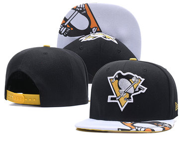 Penguins Team Logo Black Adjustable Hat LH