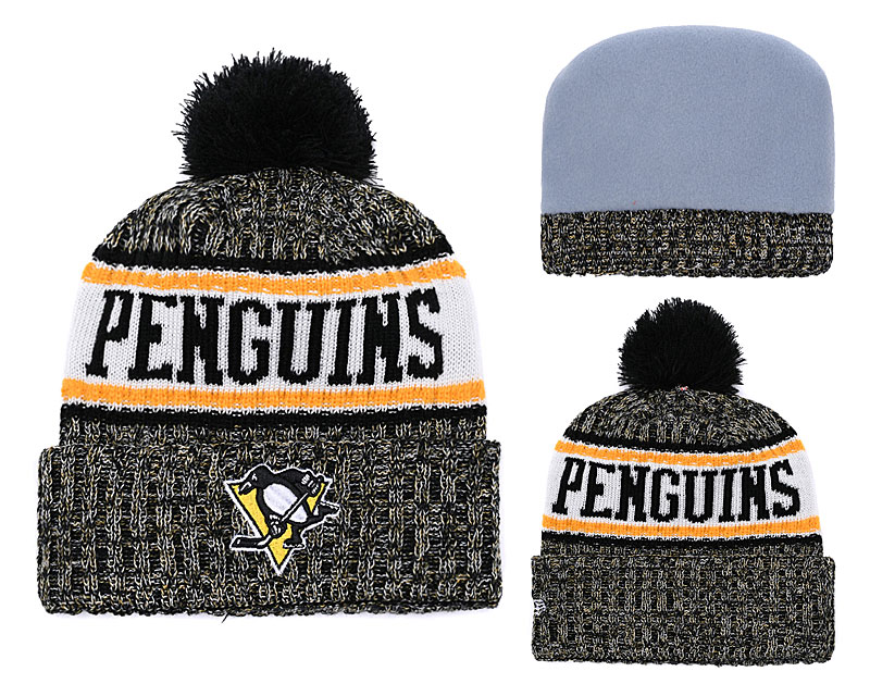 Penguins Team Logo Fashion Pom Knit Hat YD