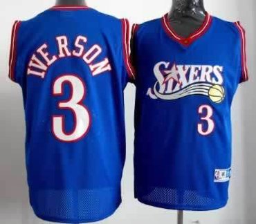 Philadelphia 76ers 3 Allen Iverson Blue Revolution 30 NBA Jerseys