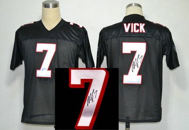 Philadelphia Eagles 7# Michael Vick Black Throwback Jersey(Signed Elite)