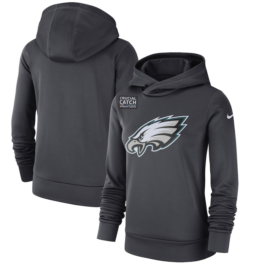 Philadelphia Eagles Anthracite Women's Nike Crucial Catch Performance Hoodie Philadelphia Eagles Anthracite Women's Nike Crucial Catch Performance Hoodie