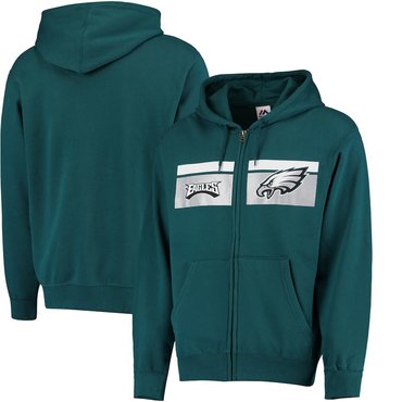 Philadelphia Eagles Majestic Touchback Full Zip Hoodie Green Philadelphia Eagles Majestic Touchback Full Zip Hoodie Green