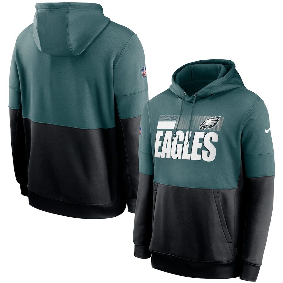 Philadelphia Eagles Nike Sideline Impact Lockup Performance Pullover Hoodie Midnight Green Black