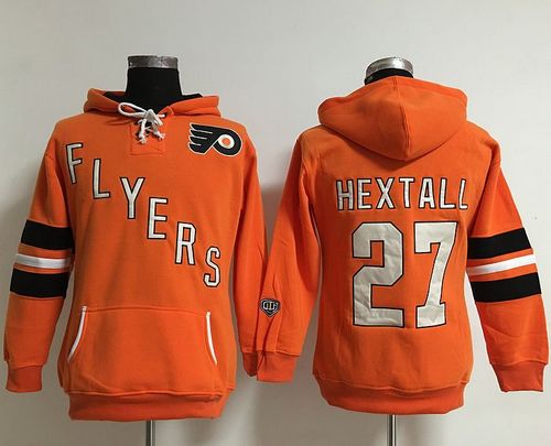 Philadelphia Flyers #27 Ron Hextall Orange Women's Old Time Heidi NHL Hoodie Philadelphia Flyers #27 Ron Hextall Orange Women's Old Time Heidi NHL Hoodie