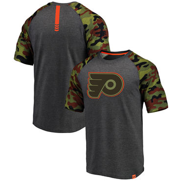 Philadelphia Flyers Fanatics Branded Heathered Gray Camo Recon Camo Raglan T-Shirt Philadelphia Flyers Fanatics Branded Heathered Gray Camo Recon Camo Raglan T-Shirt