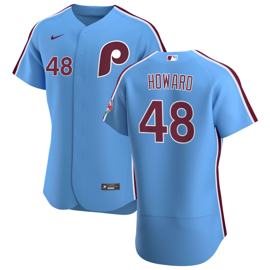 Philadelphia Phillies #48 Spencer Howard Men's Nike Light Blue Alternate 2020 Authentic Player MLB Jersey